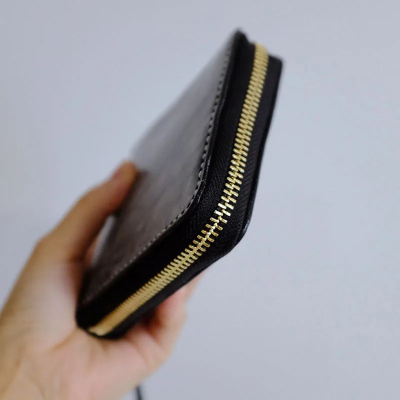 Handmade LEATHER Womens Zipper Small Wallet Leather Wristlet Small Wallet FOR Women