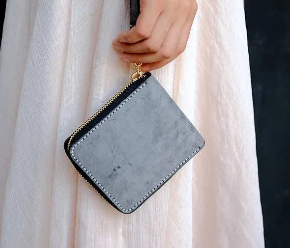 Handmade LEATHER Womens Zipper Small Wallet Leather Wristlet Small Wallet FOR Women