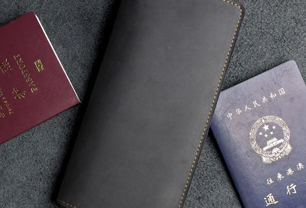 Handmade long leather wallet floral passport leather clutch wallet for women men zip