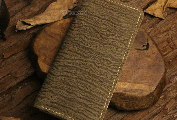 Handmade long leather wallet purse Tree line  leather clutch wallet for women men