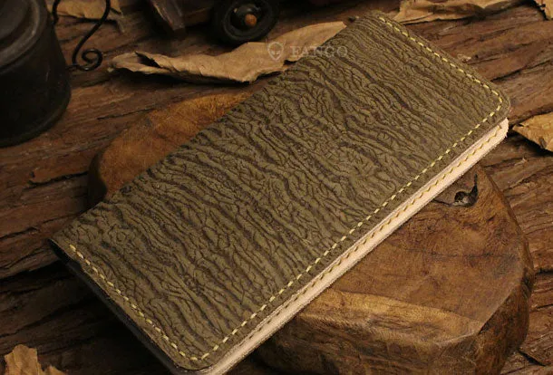 Handmade long leather wallet purse Tree line  leather clutch wallet for women men