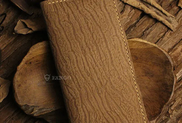 Handmade long leather wallet purse Tree line  leather clutch wallet for women men