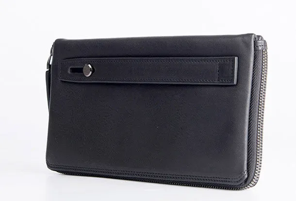 Handmade long wallet leather men phone zip clutch vintage wallet for men