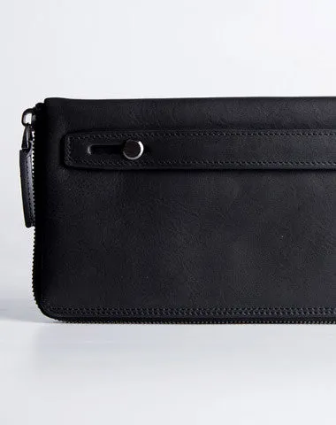 Handmade long wallet leather men phone zip clutch vintage wallet for men