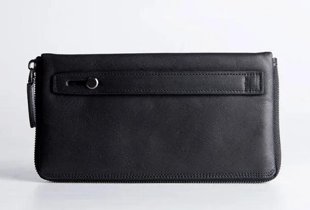 Handmade long wallet leather men phone zip clutch vintage wallet for men