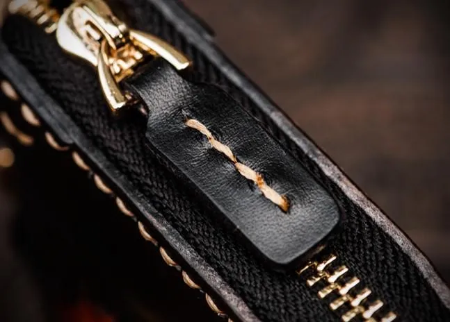 Handmade Mah¨¡k¨¡la Leather Black Biker Wallet Mens Cool billfold Chain Wallet Trucker Wallet with Chain