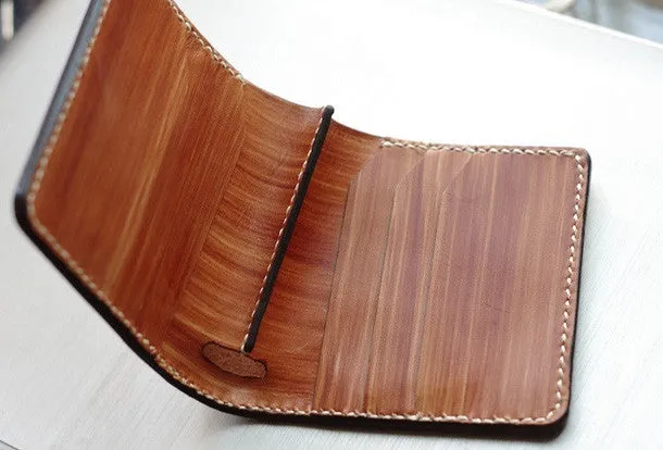 Handmade men wallet vintage hand carved prajna ghost leather billfold wallet for men
