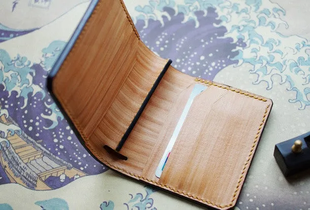 Handmade men wallet vintage hand carved prajna ghost leather billfold wallet for men