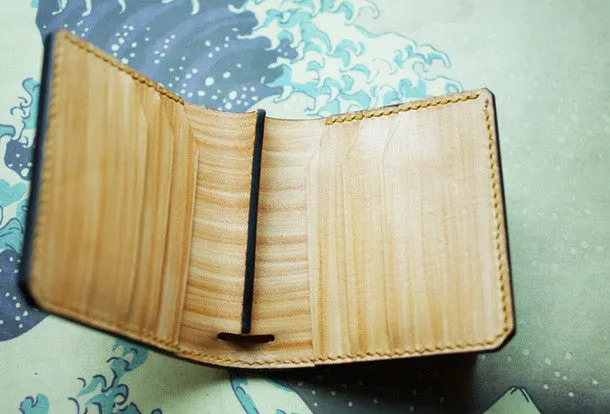 Handmade men wallet vintage hand painting chinese lion leather billfold wallet for men