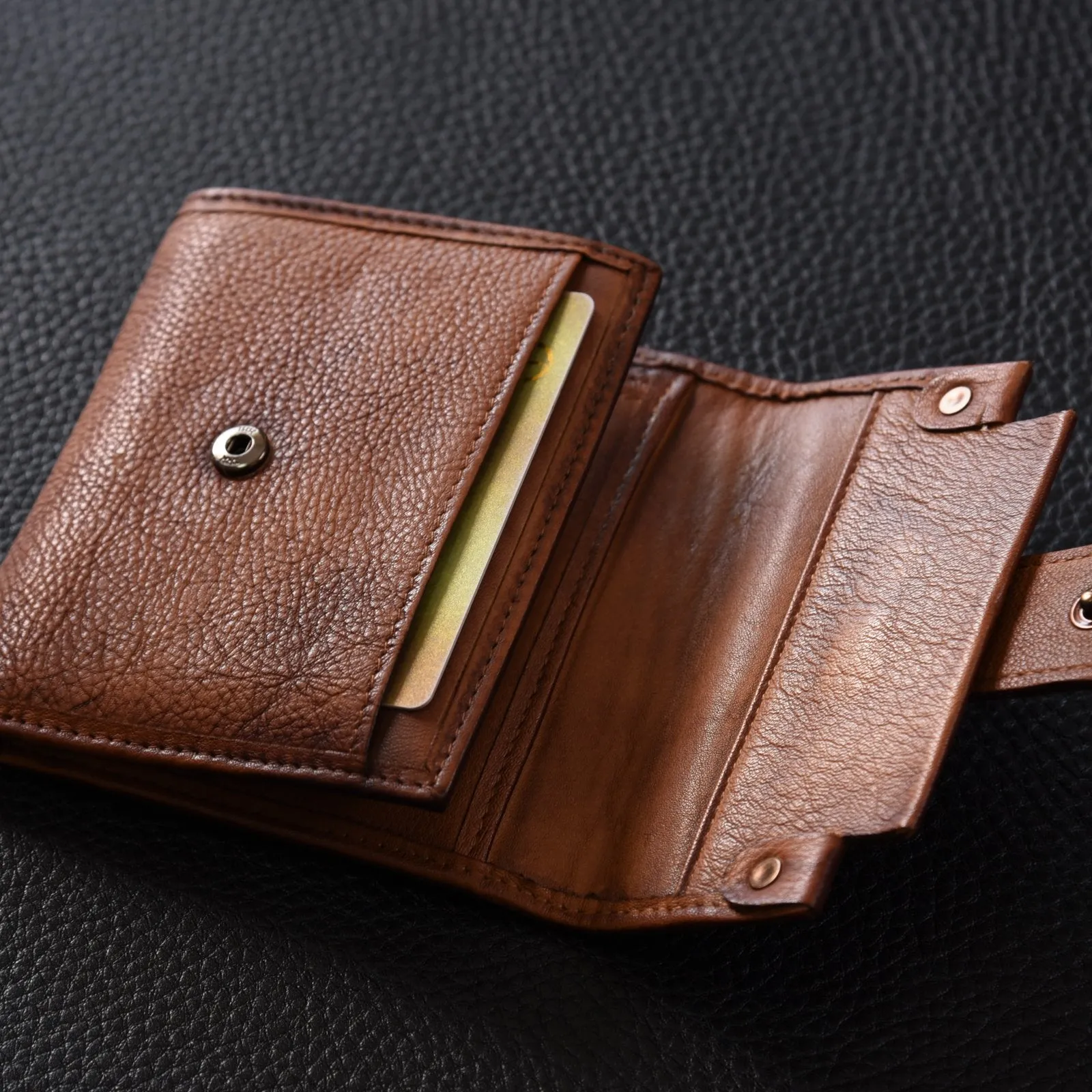 Handmade Mens Cool billfold Leather Wallet Men Small Slim Wallets Bifold for Men