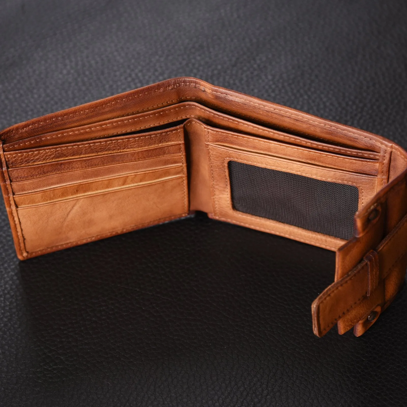 Handmade Mens Cool billfold Leather Wallet Men Small Slim Wallets Bifold for Men