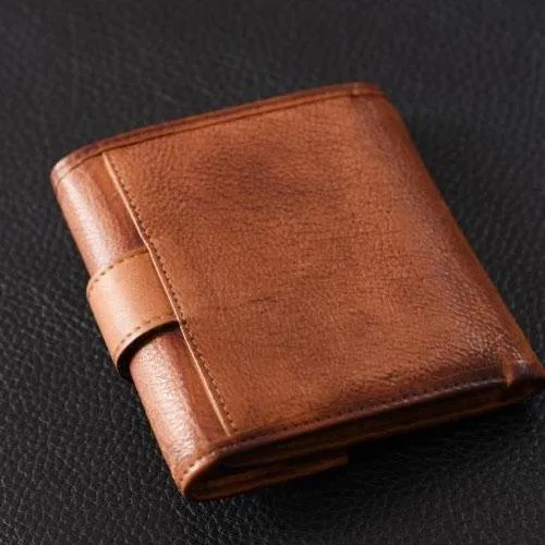 Handmade Mens Cool billfold Leather Wallet Men Small Slim Wallets Bifold for Men