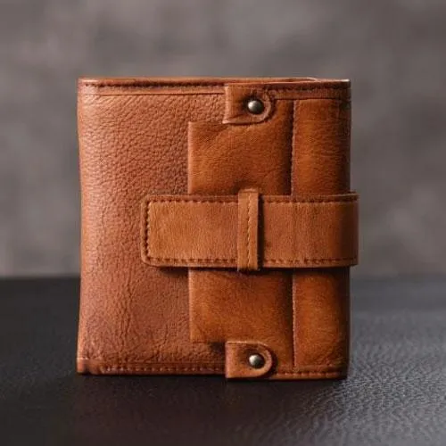 Handmade Mens Cool billfold Leather Wallet Men Small Slim Wallets Bifold for Men