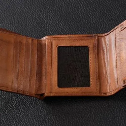 Handmade Mens Cool billfold Leather Wallet Men Small Slim Wallets Bifold for Men