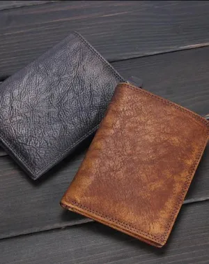Handmade Mens Cool billfold Leather Wallet Men Small Slim Wallets Bifold for Men