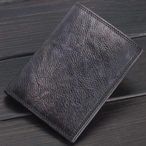 Handmade Mens Cool billfold Leather Wallet Men Small Slim Wallets Bifold for Men
