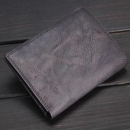 Handmade Mens Cool billfold Leather Wallet Men Small Slim Wallets Bifold for Men