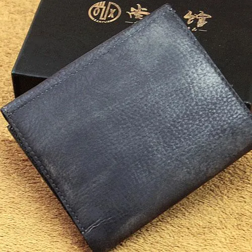 Handmade Mens Cool billfold Leather Wallet Men Small Wallets Trifold for Men
