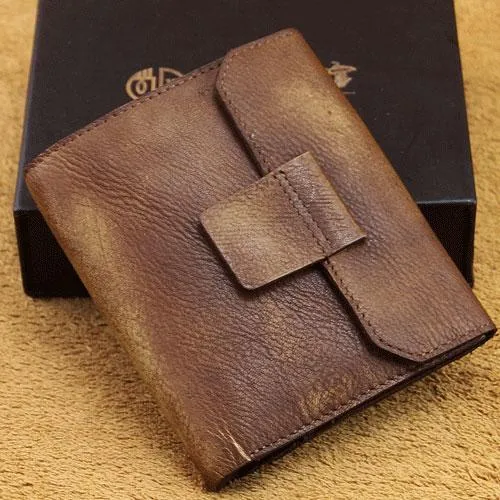 Handmade Mens Cool billfold Leather Wallet Men Small Wallets Trifold for Men