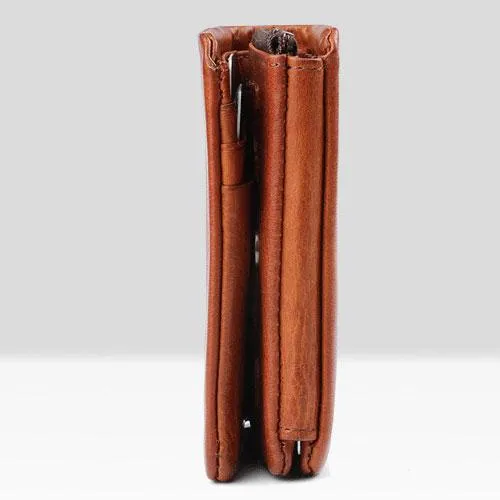 Handmade Mens Cool billfold Leather Wallet Men Small Wallets Trifold for Men