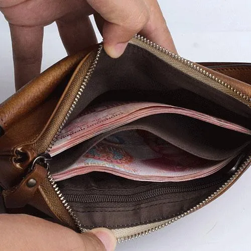 Handmade Mens Cool Long Leather Chain Wallet Cards Biker Trucker Wristlet Wallet