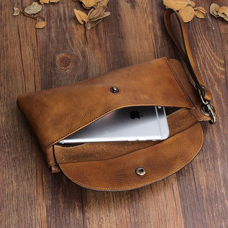 Handmade Mens Cool Long Leather Chain Wallet Cards Biker Trucker Wristlet Wallet