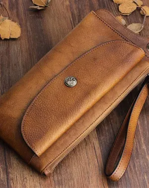 Handmade Mens Cool Long Leather Chain Wallet Cards Biker Trucker Wristlet Wallet
