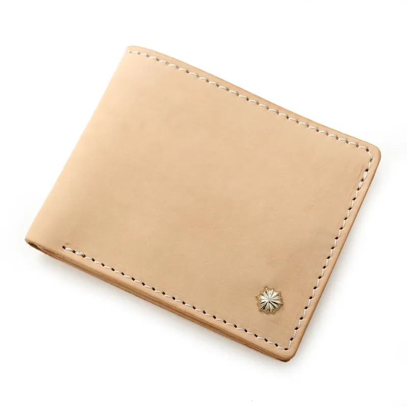 Handmade Mens Leather Beige billfold Small Wallet Cool Small Slim Bifold Wallets for Men