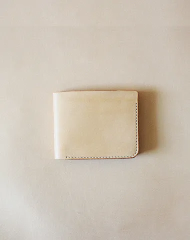 Handmade pretty beige cute leather billfold ID card holder bifold wallet for women/lady girl
