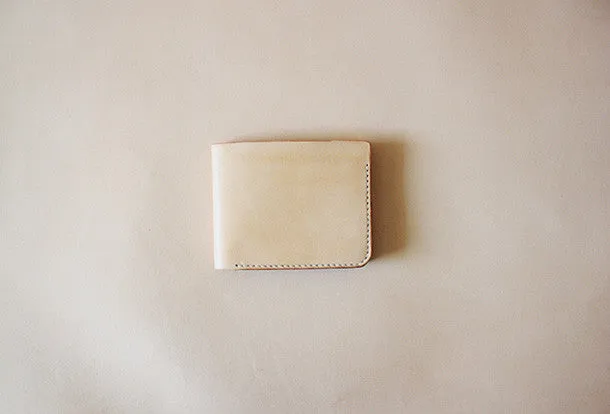 Handmade pretty beige cute leather billfold ID card holder bifold wallet for women/lady girl