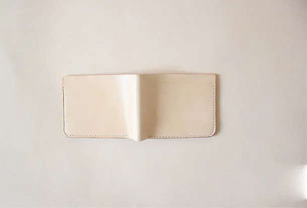 Handmade pretty beige cute leather billfold ID card holder bifold wallet for women/lady girl