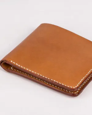 Handmade vintage coffee brown minimalist slim leather billfold wallet for men him