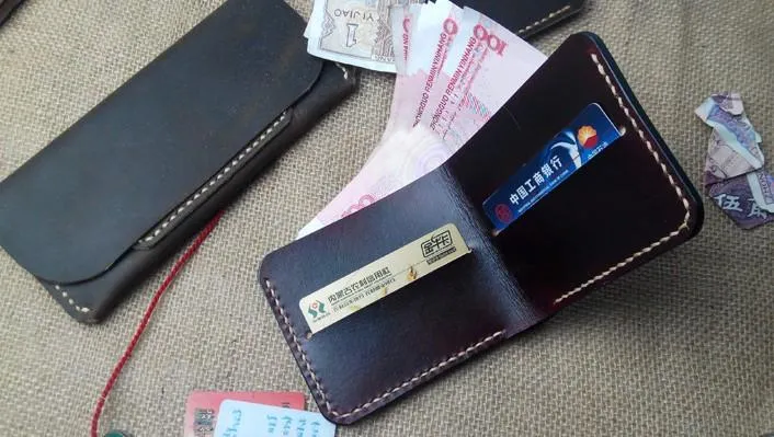 Handmade Vintage Leather Mens Slim Small Wallet Leather billfold Bifold Wallets for Men