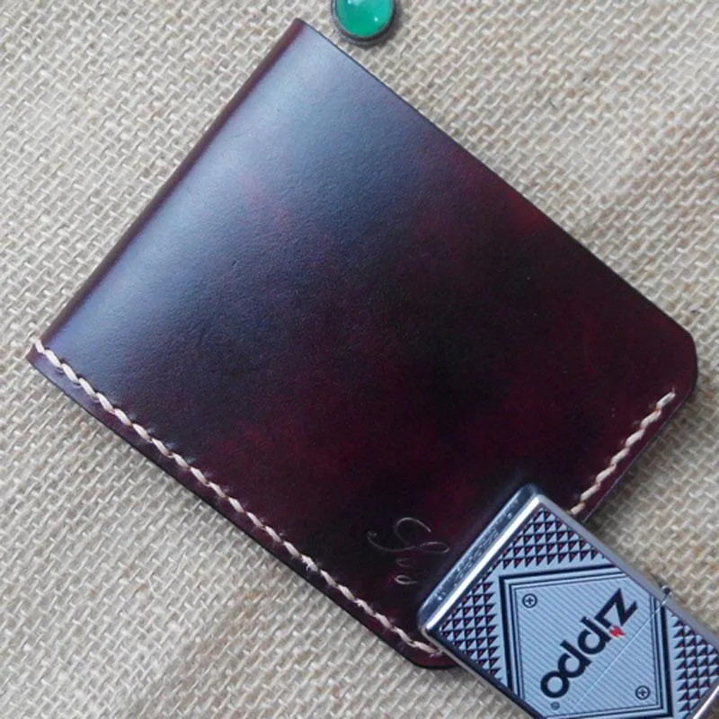 Handmade Vintage Leather Mens Slim Small Wallet Leather billfold Bifold Wallets for Men