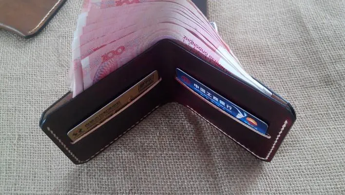 Handmade Vintage Leather Mens Slim Small Wallet Leather billfold Bifold Wallets for Men