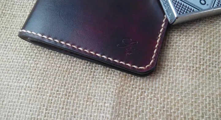 Handmade Vintage Leather Mens Slim Small Wallet Leather billfold Bifold Wallets for Men