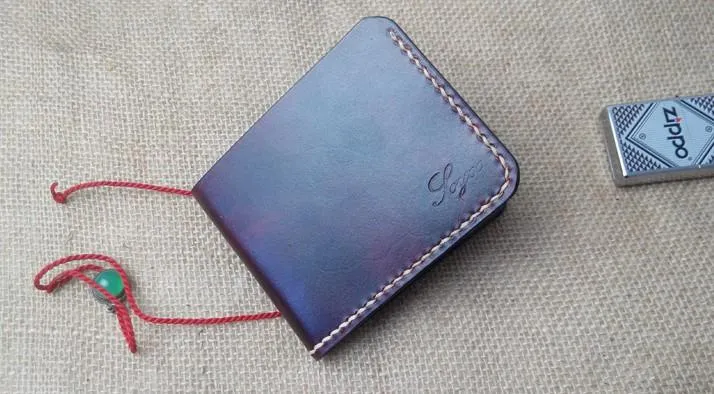 Handmade Vintage Leather Mens Slim Small Wallet Leather billfold Bifold Wallets for Men
