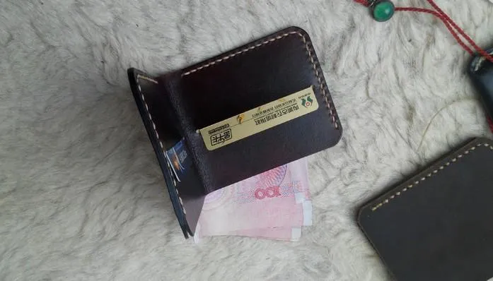 Handmade Vintage Leather Mens Slim Small Wallet Leather billfold Bifold Wallets for Men