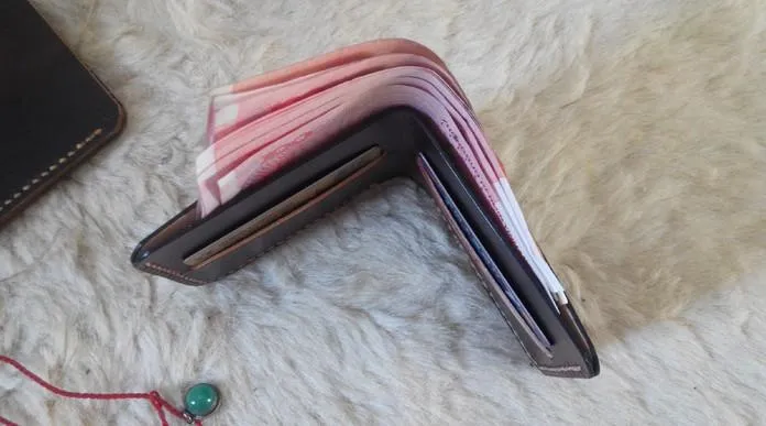 Handmade Vintage Leather Mens Slim Small Wallet Leather billfold Bifold Wallets for Men