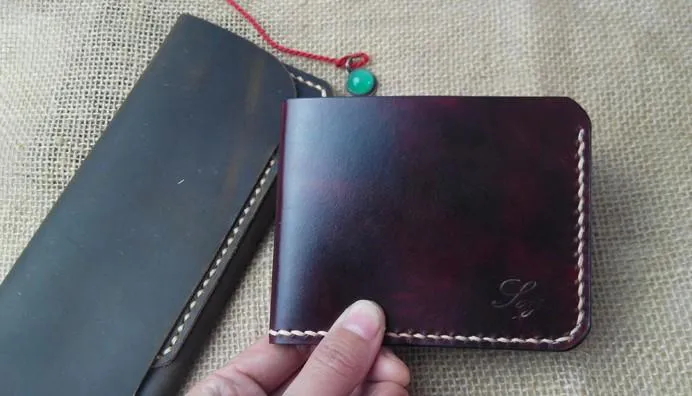 Handmade Vintage Leather Mens Slim Small Wallet Leather billfold Bifold Wallets for Men