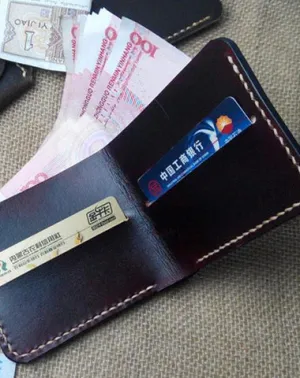 Handmade Vintage Leather Mens Slim Small Wallet Leather billfold Bifold Wallets for Men