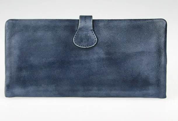 Handmade vintage modern gray leather phone clutch long wallet for women/men