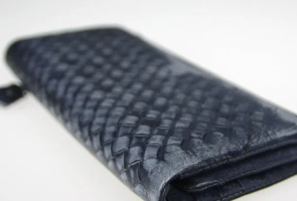 Handmade vintage modern gray leather phone clutch long wallet for women/men