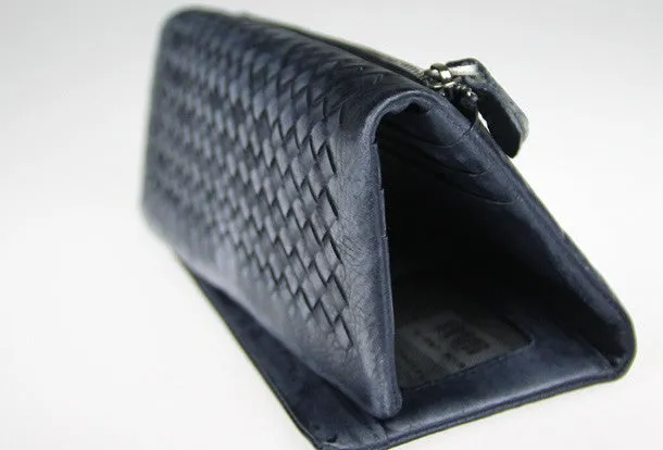 Handmade vintage modern gray leather phone clutch long wallet for women/men