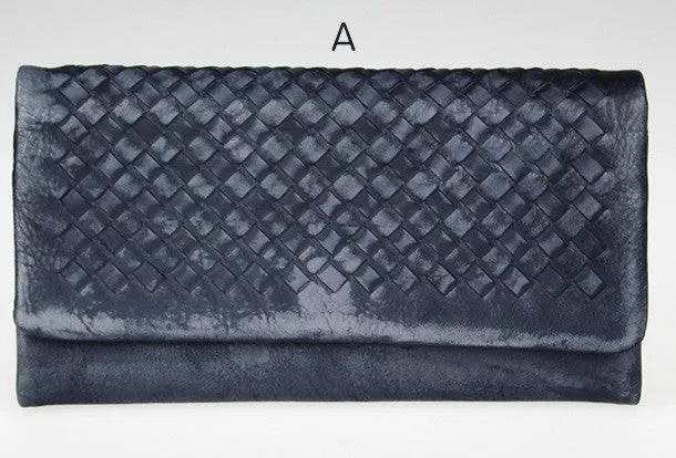 Handmade vintage modern gray leather phone clutch long wallet for women/men