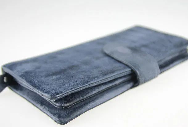 Handmade vintage modern gray leather phone clutch long wallet for women/men