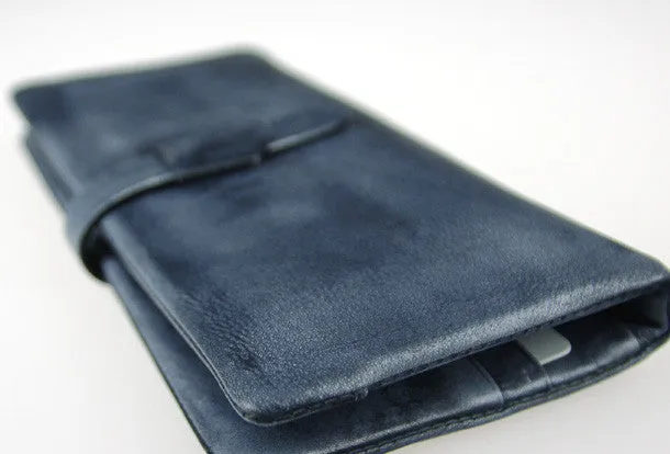 Handmade vintage modern gray leather phone clutch long wallet for women/men