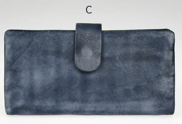 Handmade vintage modern gray leather phone clutch long wallet for women/men