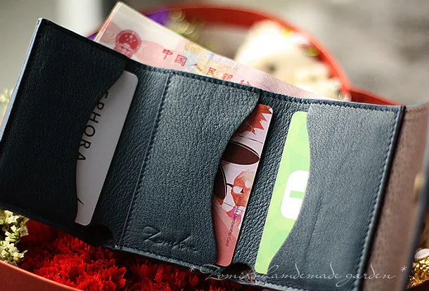 Handmade vintage sweet cute red orchid leather billfold trifold wallet for women/lady