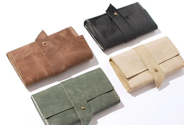 Handmade vintage womens leather long wallet leather long wallet for women